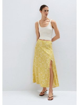 Mavi Baskılı Sarı Uzun Etek 1310827-83976