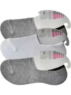 Pileli Store Pilelistore Gri ve Beyaz Kadın Babet Çorap 3 Çift