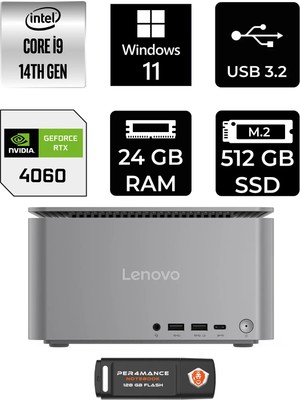 Lenovo Thinkcentre Neo Ultra i9 14900 RTX 4060 24GB RAM 512GB SSD Win11 Home 12W1001XTRP345 Mini PC + Per4 USB