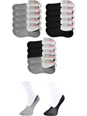 Pileli Store Pilelistore Siyah ve Gri Kadın Babet Çorap 15 Çift