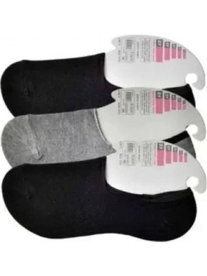 Pileli Store Pilelistore Siyah ve Gri Kadın Babet Çorap 3 Çift