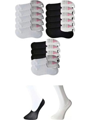 Pileli Store Pilelistore Siyah ve Beyaz Kadın Babet Çorap 15 Çift