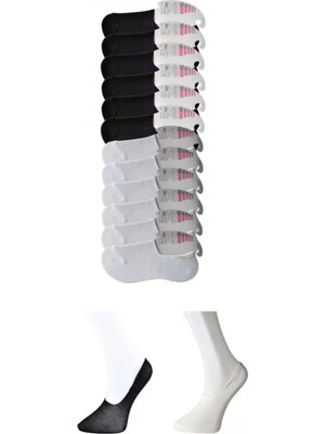 Pileli Store Pilelistore Siyah ve Beyaz Kadın Babet Çorap 12 Çift