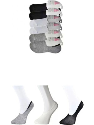 Pileli Store Pilelistore Siyah Gri ve Beyaz Kadın Babet Çorap 6 Çift