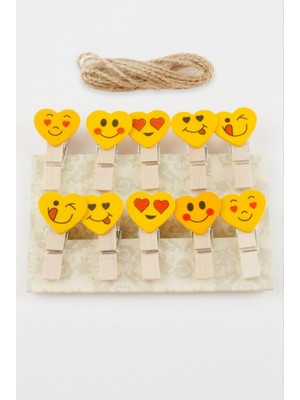 Zero Land Muratech 10 Adet Kalp Emoji Süs Mandal - Sarı