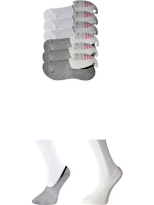 Pileli Store Pilelistore Gri ve Beyaz Kadın Babet Çorap 6 Çift