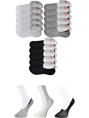 Pileli Store Pilelistore Siyah Gri ve Beyaz Kadın Babet Çorap 15 Çift