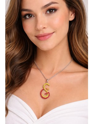 KLC Takı Rodyum Kaplama Kadın Kolye Gs Taşlı Kolye