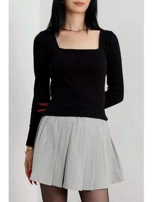 Luord-Store Çerçeve Yaka Kaşkorse Bluz Siyah