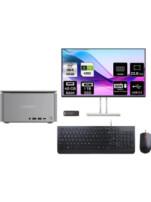 Lenovo Thinkcentre Neo Ultra i9 14900 RTX 4060 40GB RAM 1TB SSD 23.8" FHD FreeDOS 12W1001XTRP426 Mini PC + Per4 USB