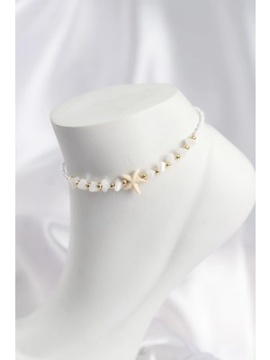 İsmiyle Al Beyaz Renk Deniz Yıldızı Motifli Halhal