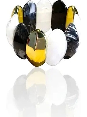 Nur Silver Italyan Tasarım Mermer Dokulu Segment Kadın Bileklik - NUR-BL92520