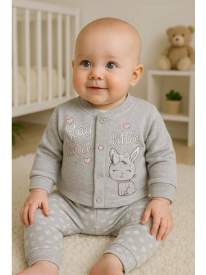 Luord-Store Stay Little Puan Desenli 3'lü Hırkalı Kız Bebek Takım