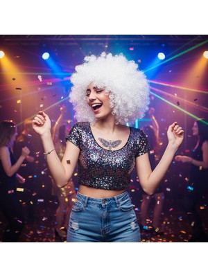 Luord-Store Animasyon Parti Palyaço Peruğu / Beyaz