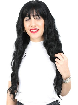 Luord-Store Perçemli Uzun Su Daası Fiber Sen Peruk/ Siyah