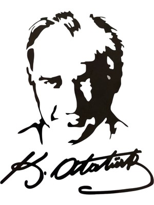 Nil Avm K.atatürk Silüetli Imzalı Oto Sticker Siyah 19X15CM