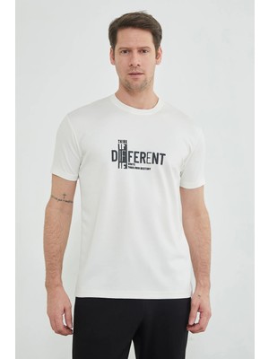 FullaModa Think Different Baskılı Bisiklet Yaka Modal Tişört