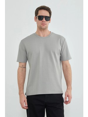 FullaModa Çizgili Bisiklet Yaka Tişört