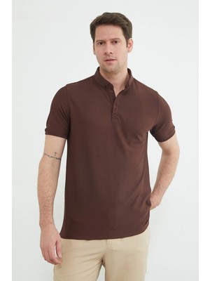 FullaModa Polo Yaka Ottoman Kumaş Regular Tişört