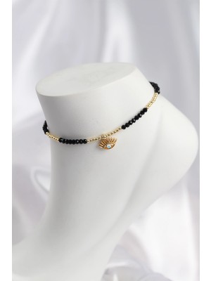 İsmiyle Al Mey Ithalat® Siyah Renk Boncuklu Nazarlı Göz Figürlü Halhal