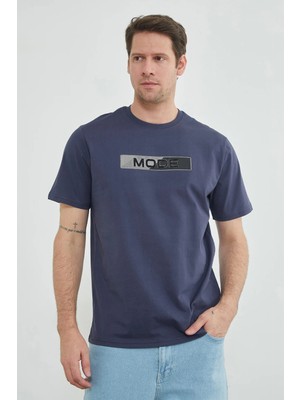 FullaModa Mode Yazı Baskılı Bisiklet Yaka Tişört