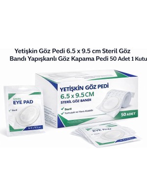 Nil Avm Yetişkin Göz Pedi 6.5 x 9.5 cm Steril Göz Bandı Yapışkanlı Göz Kapama Pedi 50 Adet 1 Kutu
