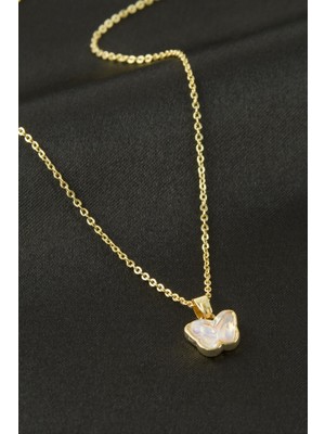 Zero Land Muratech Kelebek Taşlı Kolye - Gümüş Rengi