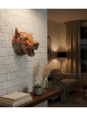 Siv Ticaret Gold Kurt Duvar Aksesuarı Asılabilir 3D Dekoratif Heykel 25X19 cm - Lisinya