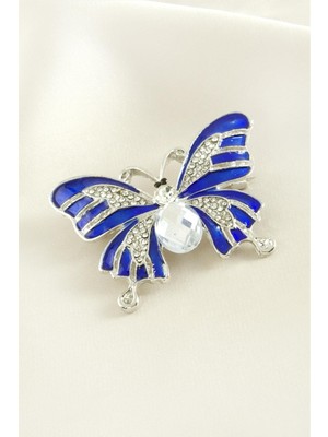 Zero Land Muratech Kelebek Mineli Taşlı Broş - Sarı