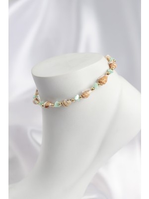 Mç Plus Erb Doğal Deniz Kabuğu Model ve Yeşil Kristal Taş Model Halhal