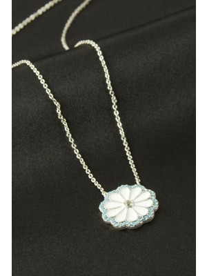 Zero Land Muratech Papatya Mineli Zirkon Taşlı Kolye - Gümüş Rengi