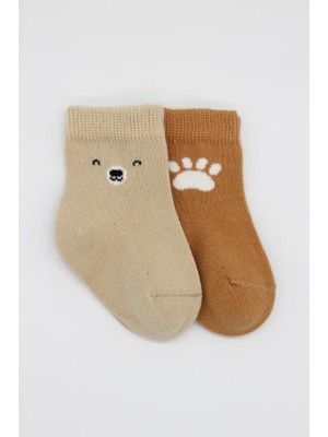 Freedom Storee Nessiworld Bear Penye Soket Çorap 2'li BS10116 Bej