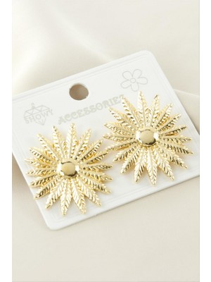 Zero Land Muratech Çiçek Metal Küpe - Gümüş Rengi