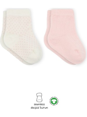 Freedom Storee Puan Derby Penye Soket Çorap 2'li BS10103 Pembe Ekru
