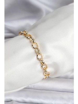 Uravas Store 14K Gold Renk Kaplama Lazerli Zincir Model cm Kadın Bileklik - TJ-BB8120