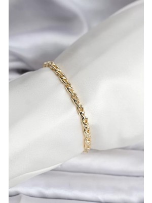 Uravas Store 14K Gold Renk Kaplama Zincir Model Kadın cm Bileklik - TJ-BB8132