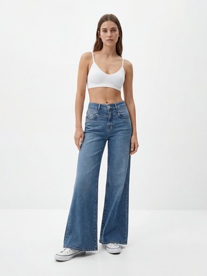 LTB Weyna B Yüksek Bel Ispanyol Paça Mid Indigo Jean Pantolon