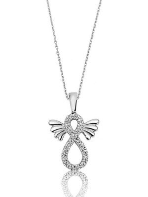 Siv Ticaret 925 Ayar Gümüş Kanatlı Sonsuzluk Kadın Gümüş Kolye