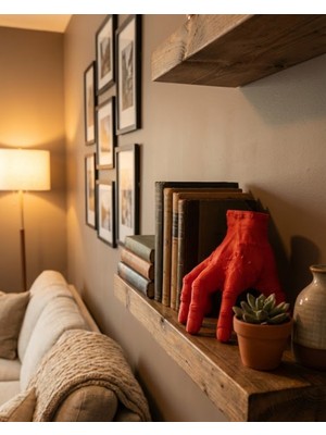 Siv Ticaret 3D Dekoratif Kırmızı El Biblo 17X16 cm Modern Ev Aksesuarı - Lisinya