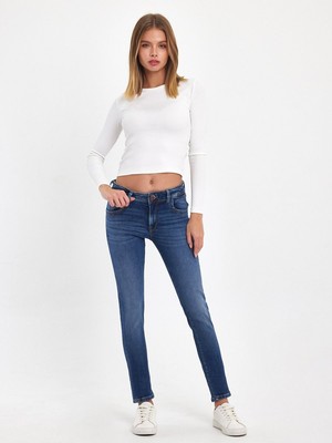 LTB Maxıme Dar Paça Orta Bel Mid Indigo Jean Pantolon