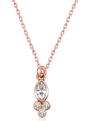 Siv Ticaret 925 Ayar Gümüş Çiğ Damlası Mekik Tektaş Bayan Gümüş  Kolye