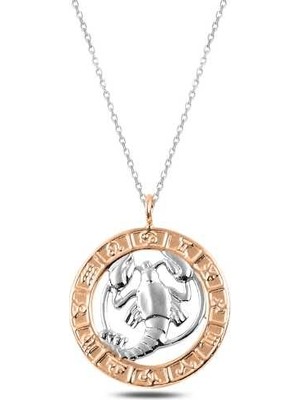 Siv Ticaret 925 Ayar Gümüş Rose Yengeç Burcu Kadın Gümüş Kolye