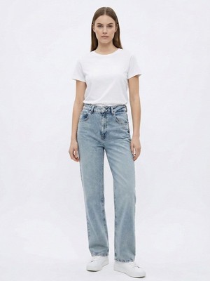 LTB Danıca L Yüksek Bel Geniş Paça Mid Indigo Jean Pantolon