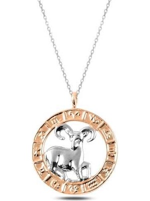 Siv Ticaret 925 Ayar Gümüş Rose Koç Burcu Kadın Gümüş Kolye