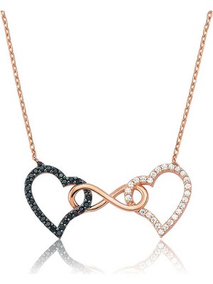 Siv Ticaret 925 Ayar Gümüş Sonsuzluk Iki Kalp Kadın Gümüş Kolye