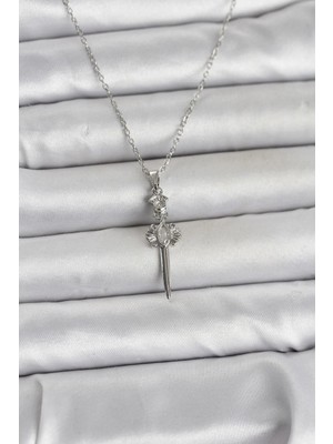 Uravas Store Çelik Zincir Gümüş Renk Kılıç Model Kadın Kolye