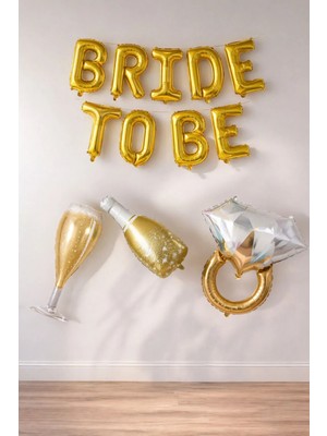 Gold Bride To Be Bekarlığa Veda Partisi 4 Lü Folyo Balon Set