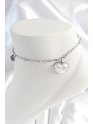 Uravas Store Çelik Gümüş Renk Zincir Model 3D Beyaz Figür Kadın Halhal - TJ-HH1529