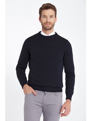 Hatemoğlu Erkek Lacivert Triko Kazak Bisiklet Yaka Günlük Stil Uzun Kol