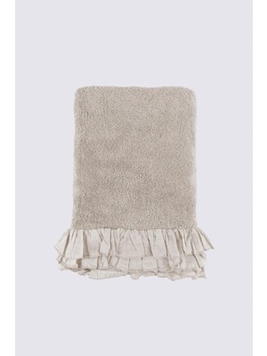 Ecocotton Miranda Banyo Havlusu  Organik Pamuk Fırfırlı Bej 80X150 cm